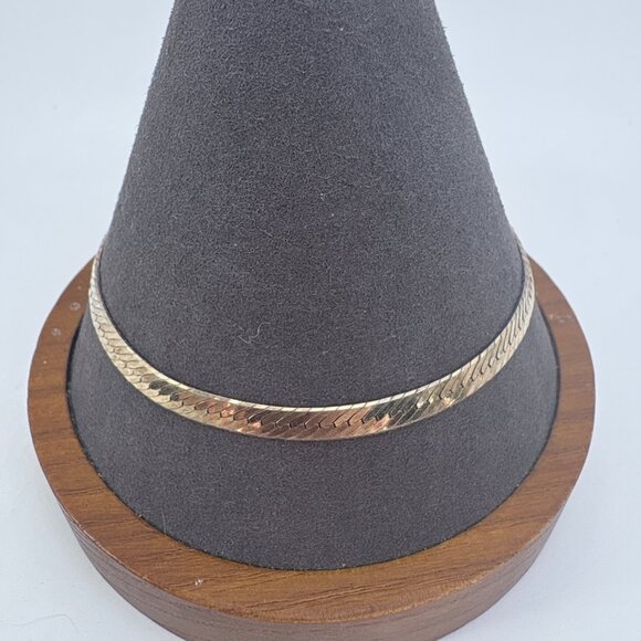 VTG Sterling Silver 925 Herringbone Chain Bracelet Lobster Clasp Size 8" Length - Picture 1 of 11